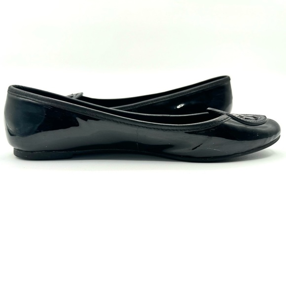 TORY BURCH BLACK LEATHER FLAT BALLERINA SHOES PATENT  LEATHER LOAFER SIZE 8 - Picture 13 of 17